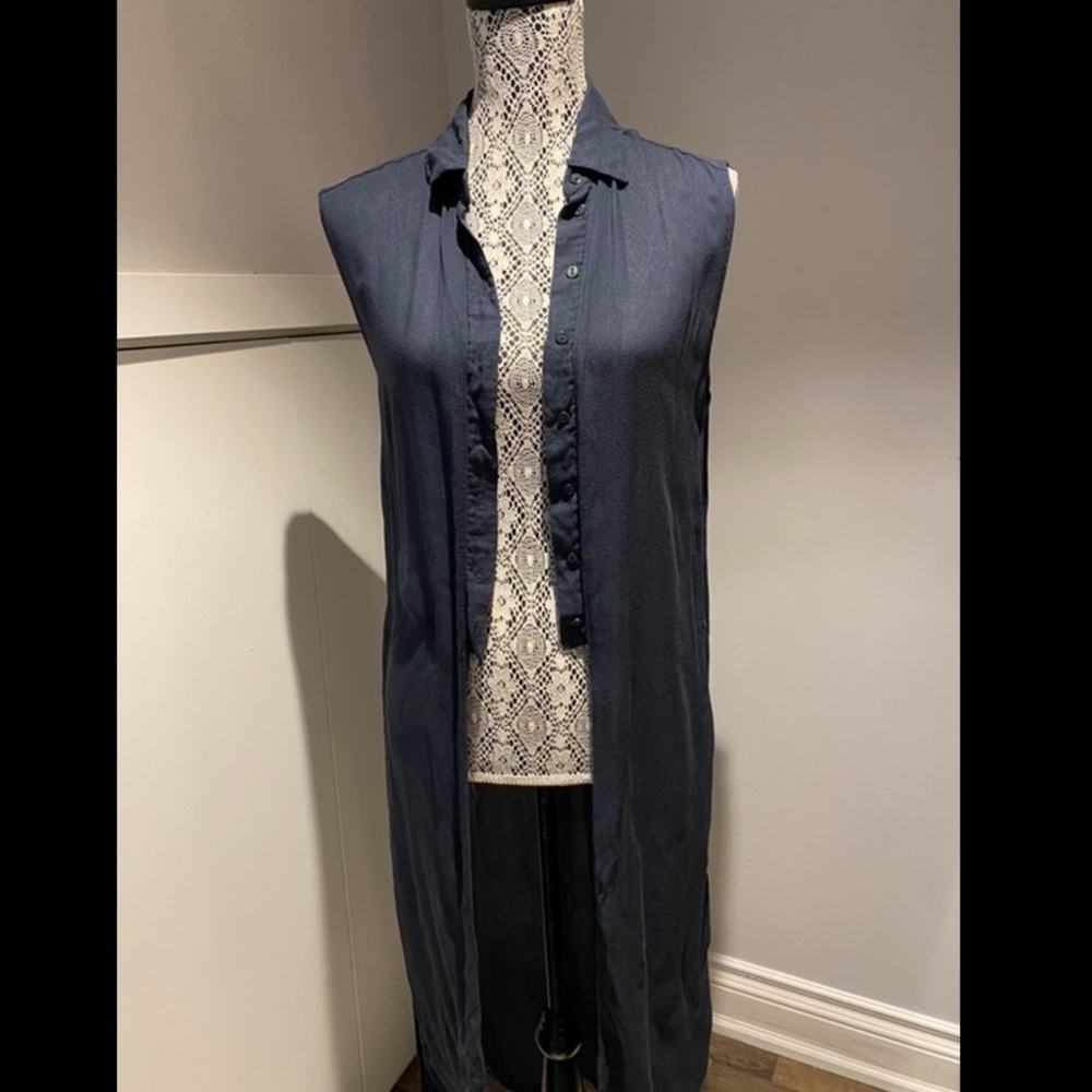 ZARA navy blue duster long top worn once size S